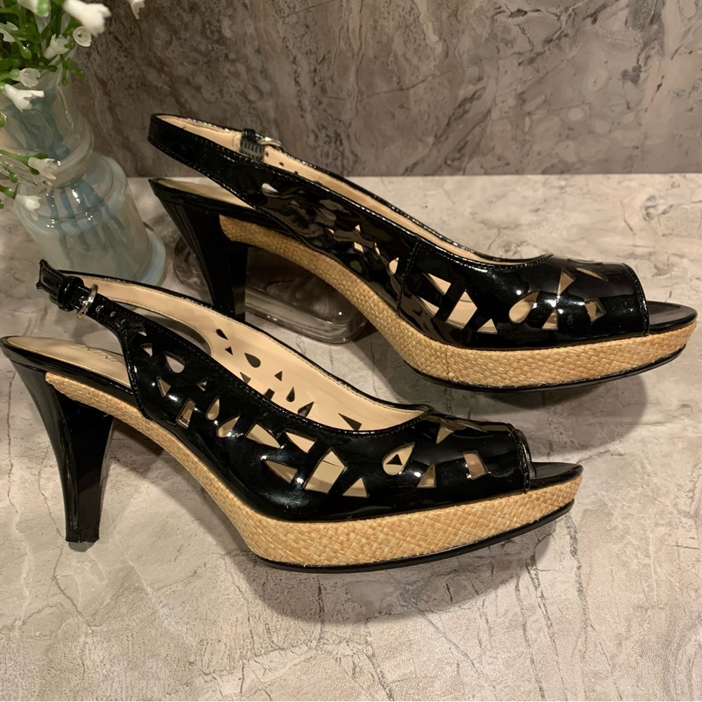 Nine West black sling back 3" pumps. EUC. - Picture 1 of 5